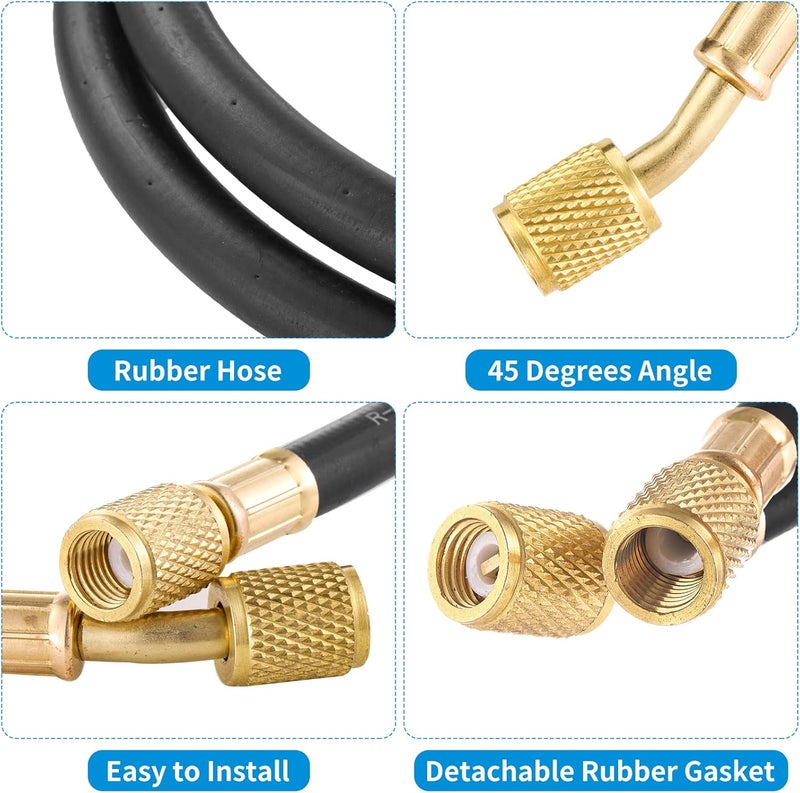 Tigbear R410A AC Refrigerant Charging Hoses, R410A HVAC Charging Hose with 1/4’’ SAE Flare for R410A R22 R134A R12 R502 Air Condition System, 59 Inch Length - Image 3